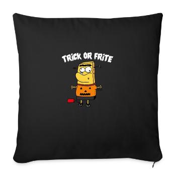 TRICK ODER POMMES WEISS - Sofakissenbezug 45 x 45 cm - Schwarz - Vorne