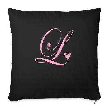 Monogramme L Cœur Vigne - Housse de coussin décorative 45 x 45 cm - noir - Devant
