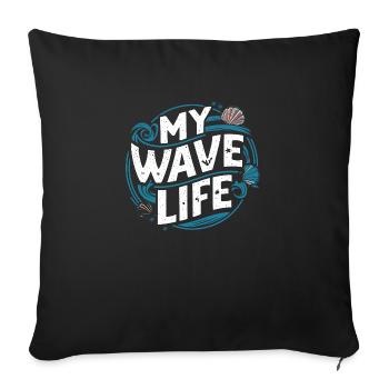 My wave life - Housse de coussin décorative 45 x 45 cm - noir - Devant