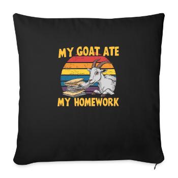 Humour de chèvre – la chèvre mange ses devoirs - Housse de coussin décorative 45 x 45 cm - noir - Devant