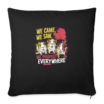 Humour de cochon d’Inde - Caca partout - Housse de coussin décorative 45 x 45 cm - noir - Devant
