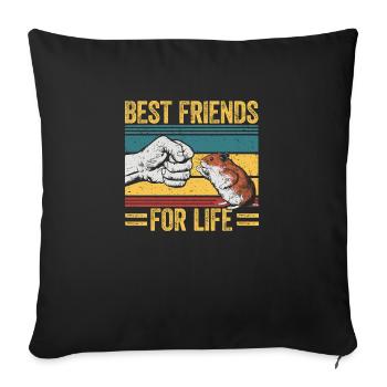 Amitié pour la vie avec les hamsters - Housse de coussin décorative 45 x 45 cm - noir - Devant