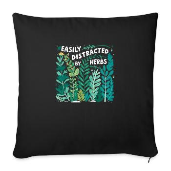 Herb lover: Easily distracted - Sofa pillowcase 17,3'' x 17,3'' (45 x 45 cm) - black - Front
