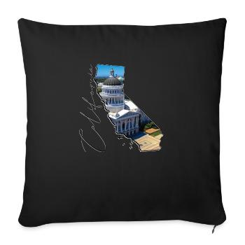 Capitale de la Californie sur la carte de la Californie CA - Housse de coussin décorative 45 x 45 cm - noir - Devant