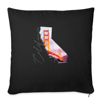 Golden Gate Bridge en Californie Carte CA - Housse de coussin décorative 45 x 45 cm - noir - Devant