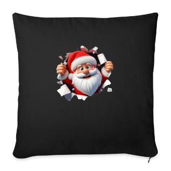 Santa in the hole from the front 1 - Sofa pillowcase 17,3'' x 17,3'' (45 x 45 cm) - black - Front