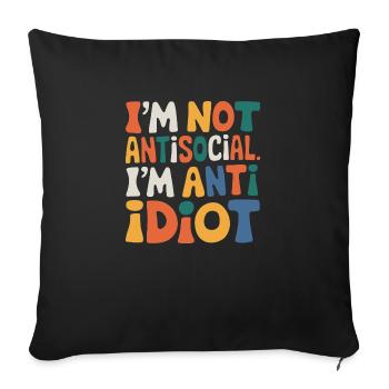 Sarcastique introverti - Housse de coussin décorative 45 x 45 cm - noir - Devant