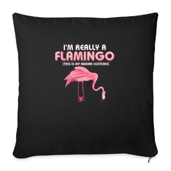 Je suis vraiment un flamant rose mignon oiseau rose - Housse de coussin décorative 45 x 45 cm - noir - Devant