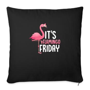 C’est Flamingo Friday Oiseau rose mignon - Housse de coussin décorative 45 x 45 cm - noir - Devant