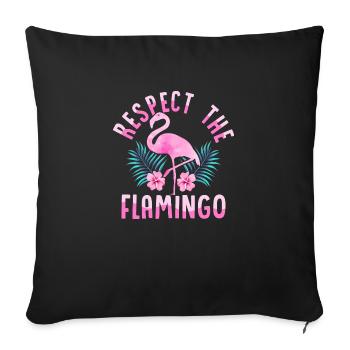 Respect The Flamingo Cute Pink Bird - Sofa pillowcase 17,3'' x 17,3'' (45 x 45 cm) - black - Front