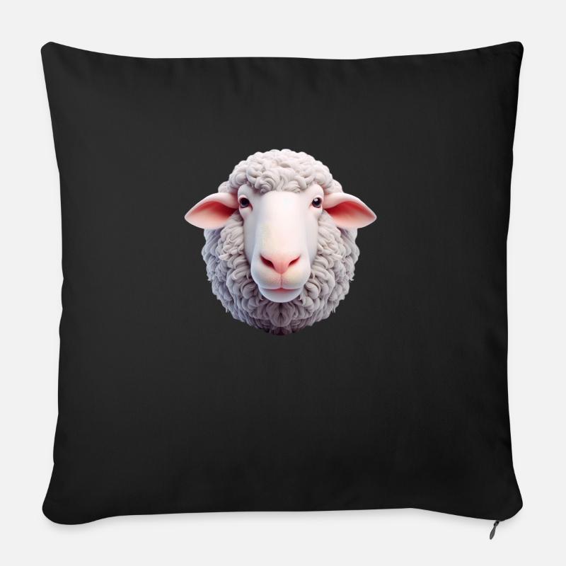 Schaf Kopf 2 - Sofakissenbezug 45 x 45 cm - Schwarz