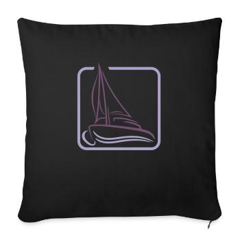 Sailing Logo Icon Square Sailboat Ship - Sofa pillowcase 17,3'' x 17,3'' (45 x 45 cm) - black - Front