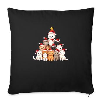 Christmas Tree, Christmas, Cats, Christmas - Sofa pillowcase 17,3'' x 17,3'' (45 x 45 cm) - black - Front