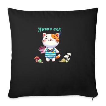 Cute cat - Sofa pillowcase 17,3'' x 17,3'' (45 x 45 cm) - black - Front