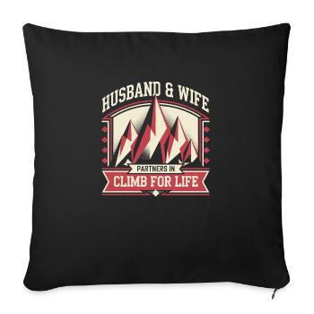 Climbing and summits for partners - Sofa pillowcase 17,3'' x 17,3'' (45 x 45 cm) - black - Front