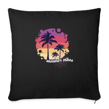 Summer, Beach, Holiday, Palm Trees, Sea - Sofa pillowcase 17,3'' x 17,3'' (45 x 45 cm) - black - Front