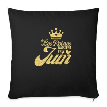 Königinnen werden im Juni geboren goldener Glitzer - Sofakissenbezug 45 x 45 cm - Schwarz - Vorne