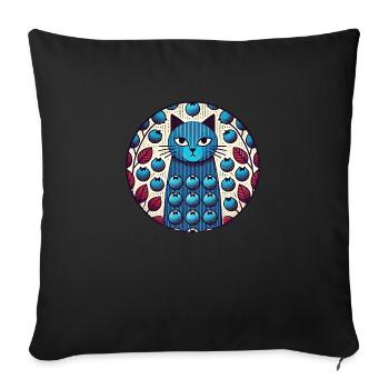 Blaubeer-Katze - Sofakissenbezug 45 x 45 cm - Schwarz - Vorne