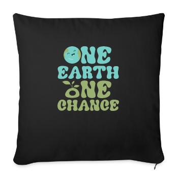 One Earth One Chance Earth Day Environmental Plane - Sofa pillowcase 17,3'' x 17,3'' (45 x 45 cm) - black - Front