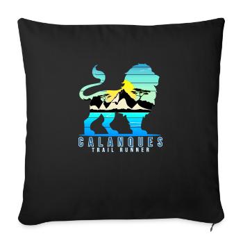 Lion des calanques, Trail runner, sport, aventure - Housse de coussin décorative 45 x 45 cm - noir - Devant