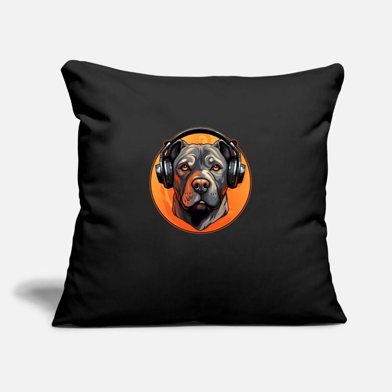 Cooler Pitbull mit Kopfhörern Sofakissenbezug 45 x 45 cm