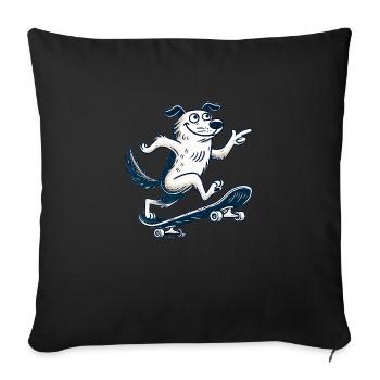 Skate chien - Housse de coussin décorative 45 x 45 cm - noir - Devant