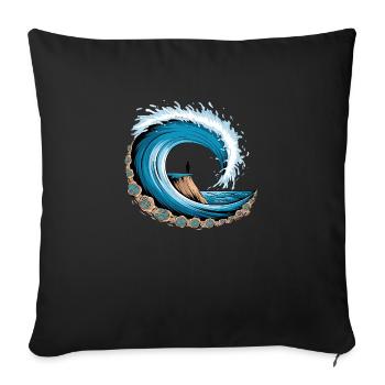 Peaceful Ocean Wave with Surf Vibes - Sofa pillowcase 17,3'' x 17,3'' (45 x 45 cm) - black - Front