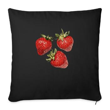 Fraises - Housse de coussin décorative 45 x 45 cm - noir - Devant
