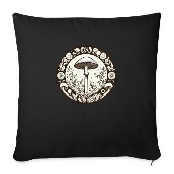 Mystical Mushroom Mandala - Art Nouveau Botanical - Sofa pillowcase 17,3'' x 17,3'' (45 x 45 cm) - black - Front