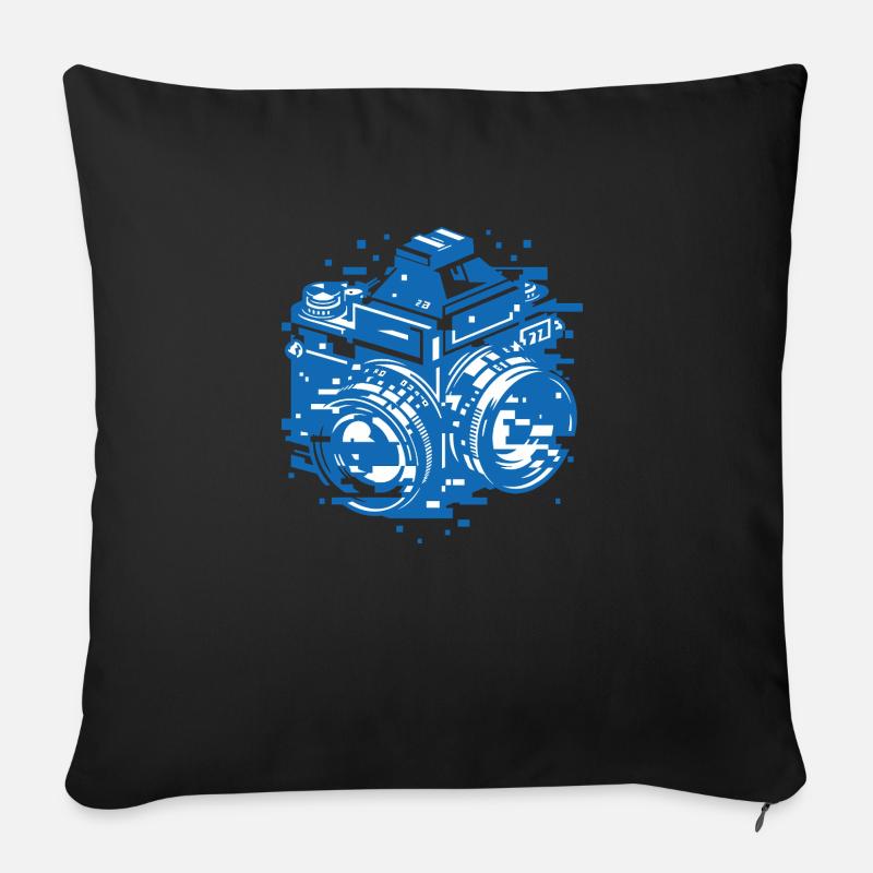 Binary Glitch Camera - Retro Digital Photography A - Sofa pillowcase 17,3'' x 17,3'' (45 x 45 cm) - black