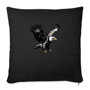 aigle - Oiseau mignon autocollant - Housse de coussin décorative 45 x 45 cm - noir - Devant