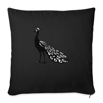 Paon - Autocollant Oiseau - Housse de coussin décorative 45 x 45 cm - noir - Devant