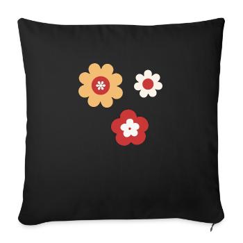 Classic Retro Flowers - Sofa pillowcase 17,3'' x 17,3'' (45 x 45 cm) - black - Front