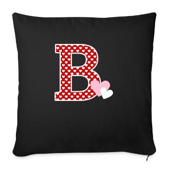 Letter B heart - Sofa pillowcase 17,3'' x 17,3'' (45 x 45 cm) - black - Front