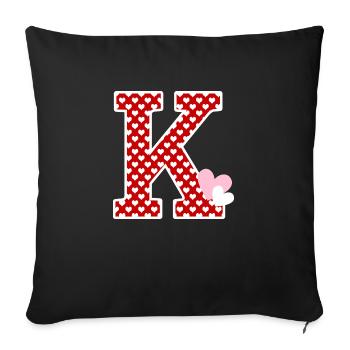 Letter k heart - Sofa pillowcase 17,3'' x 17,3'' (45 x 45 cm) - black - Front