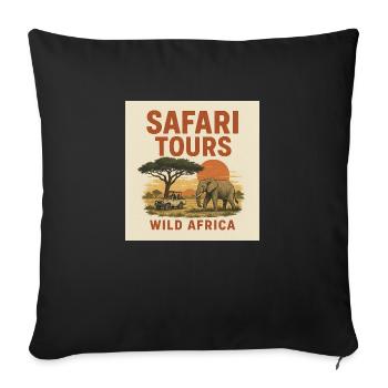 Adventurous safari tour in the heart of Africa – Vin - Sofa pillowcase 17,3'' x 17,3'' (45 x 45 cm) - black - Front