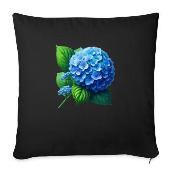 Hortensia bleu - Housse de coussin décorative 45 x 45 cm - noir - Devant