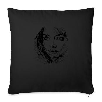 Woman's face - Sofa pillowcase 17,3'' x 17,3'' (45 x 45 cm) - black - Front