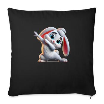 Bande dessinée Bunny Dabbing - Housse de coussin décorative 45 x 45 cm - noir - Devant