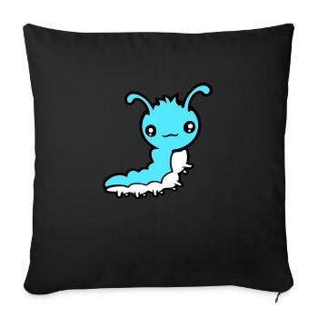 Cute caterpillar small friendly larva worm happy - Sofa pillowcase 17,3'' x 17,3'' (45 x 45 cm) - black - Front