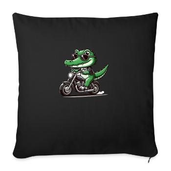 krokodil motorrad - Sofakissenbezug 45 x 45 cm - Schwarz - Vorne