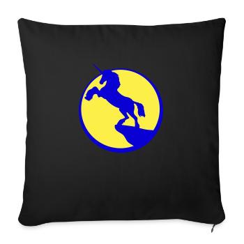 Unicorn Cliff Moon Mountain Night Outline Silhouette - Sofa pillowcase 17,3'' x 17,3'' (45 x 45 cm) - black - Front
