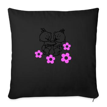 twingirls2 - Housse de coussin décorative 45 x 45 cm - noir - Devant