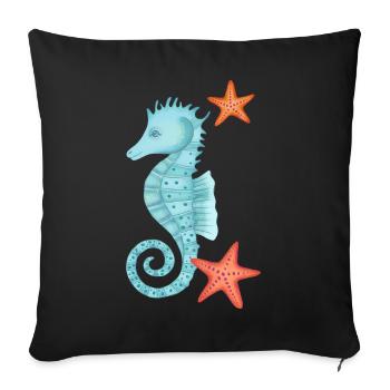 Seepferdchen mit Seesternen - Sofakissenbezug 45 x 45 cm - Schwarz - Vorne