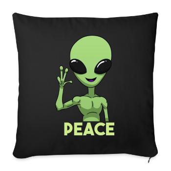 Signe de paix extraterrestre - Housse de coussin décorative 45 x 45 cm - noir - Devant