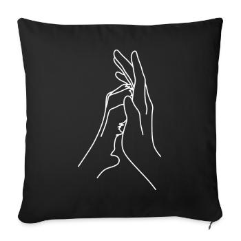A human hand and a dog or cats - Sofa pillowcase 17,3'' x 17,3'' (45 x 45 cm) - black - Front