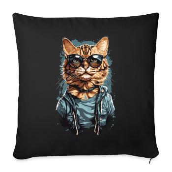 Cool design de chat Bengal pour les amoureux des chats - Housse de coussin décorative 45 x 45 cm - noir - Devant