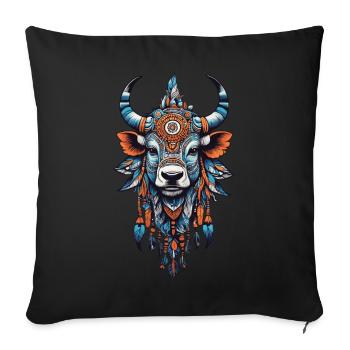 Cow Power Animal Spirit Indians & Mysticism - Housse de coussin décorative 45 x 45 cm - noir - Devant