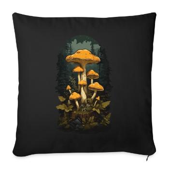 Retro Chanterelle Vintage Mushroom Nature Design - Sofa pillowcase 17,3'' x 17,3'' (45 x 45 cm) - black - Front