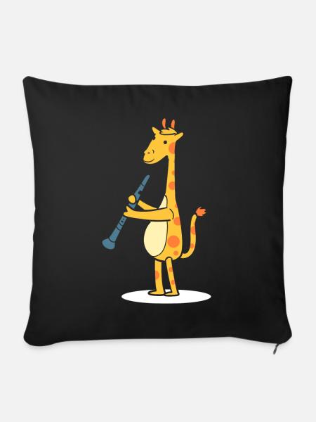 Lustiges Tier mit Klarinette Bandmitglied - Sofakissenbezug 45 x 45 cm - Schwarz
